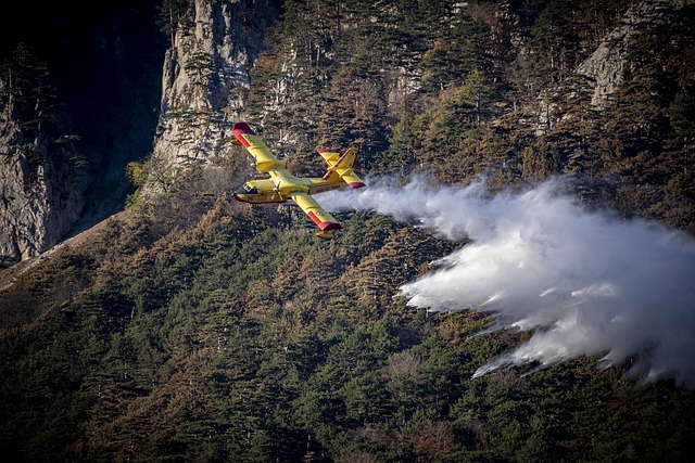 Canadair ρίχνει νερό