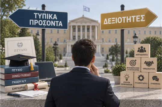 Τυπικά προσόντα ή δεξιότητες; Η επιλογή προϊσταμένων στο Δημόσιο ανοίγει ξανά τη συζήτηση για το τι μετρά περισσότερο: πτυχία και εμπειρία ή ηγεσία, προσαρμοστικότητα και αποτελεσματικότητα. 