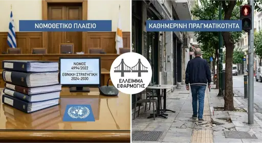 Χάσμα μεταξυ ρυθμιστικού πλαισίου και πραγματικής ζωής για τα άτομα με αναπηρία